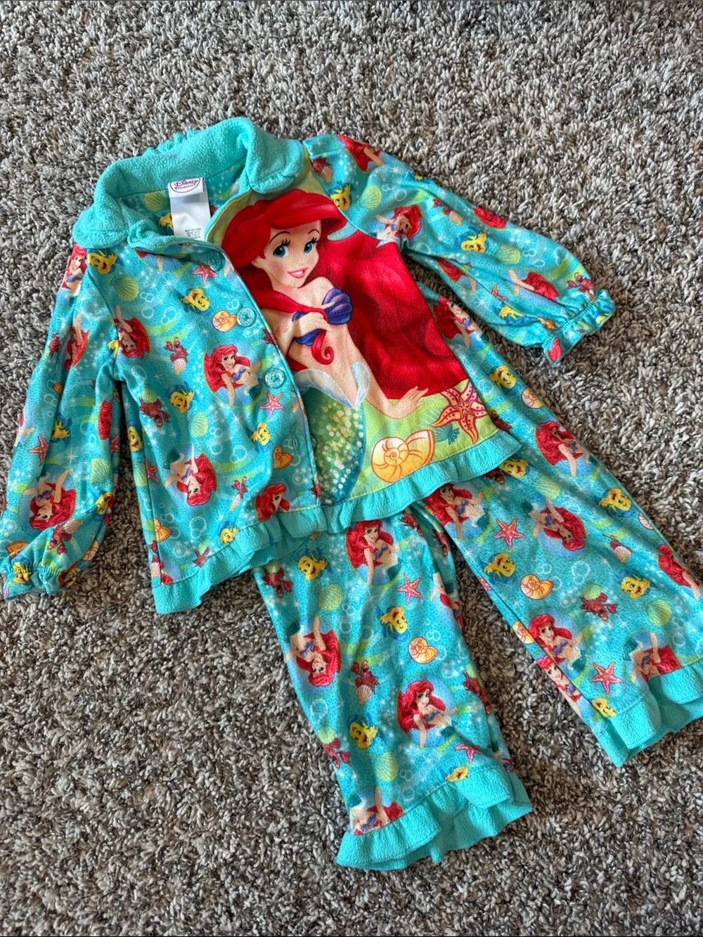 Disney Little Mermaid Teal and Red Pajama Set